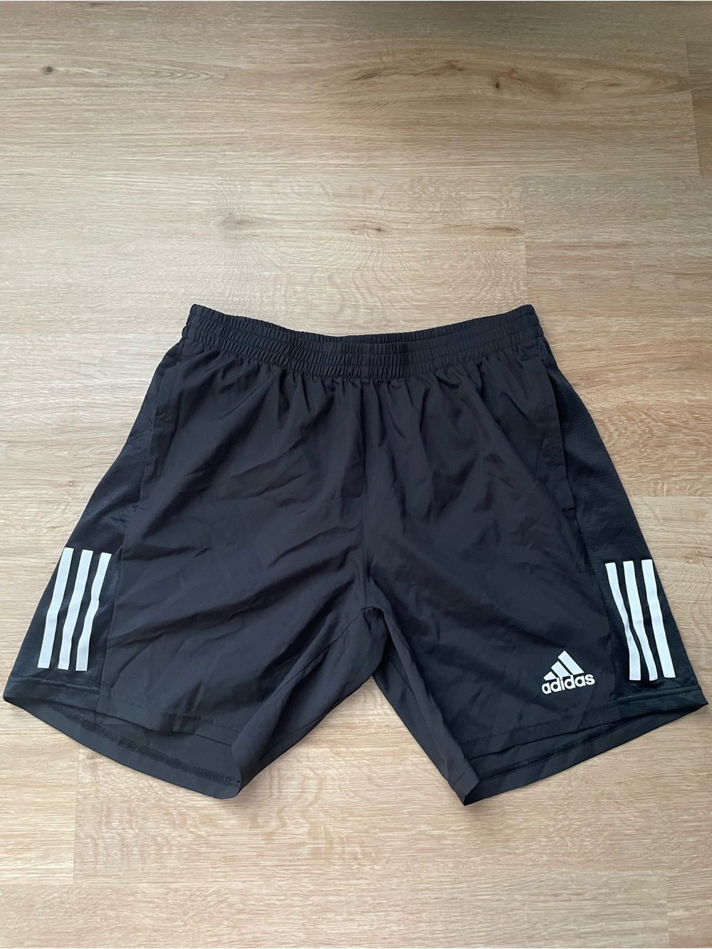 adidas Black Athletic Shorts with White 3-Stripe Side Panels